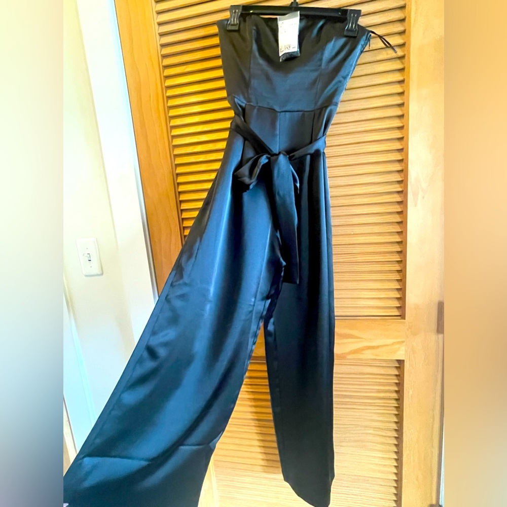 H&M satin black jumpsuit size 2